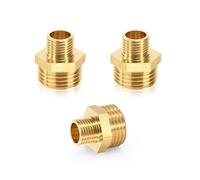 1/2" Mâle à 1/4" Mâle Filetage Connecteur de Mamelon Hexagonal en Laiton Double Mâle pour la Conversion de Raccordement de Tuyau (3 Pièces)