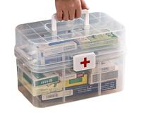 1/2 organiseurs de rangement pour médicaments - Boîte à pharmacie familiale à 3 étages avec compartiments | Boîte de rangement pour pilules, capacité anti-poussière pour l'école, le camping,