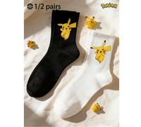 1/2 paire de chaussettes mi-mollet souples et respirantes avec imprimé mignon de dessins animés Pokémon. Talon et orteil renforcés pour une meilleure durabilité. Unisexe pour toutes les saisons 39-42,