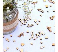 1/2 paquets, 100 pcs/200 pcs Confettis en bois en forme de coeur et d'amour mélangés, décoration de table de mariage rustique naturelle, découpes artisanales DIY Taille Unique,200 piècesbois