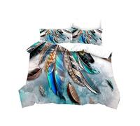 1/2 Personne Parure de Lit pour Hommes Femmes Conception de Plumes de Style Tribal Indien 3D Moderne Brun Violet Gris Polyester Housse de Couette et Taie d'oreiller (Color 1,200 x 200 cm)