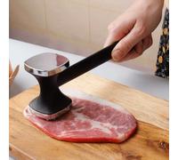 1/2 pièce Attendrisseur de viande à double face, marteau à steak en alliage d'aluminium, pilon à viande, maillet à côtelettes de porc, usage domestique Trompette d'argent,noir,Argent Grand,2 pièces [A