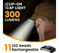 1/2 pièce Lampe de casquette à 11 LED, alimentée par pile (piles non incluses), lampe de visière, lampe frontale super lumineuse, convient pour le camping, la pêche, la randonnée, les voyages ABS
