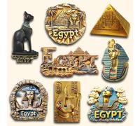 1/2 pièces Aimants de réfrigérateur en résine, figures 3D en relief du pharaon égyptien, des pyramides de Gizeh, d'Anu Alexandre le Grand, de la déesse chatte Bastet. Souvenirs de voyage, décora