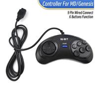 1-2 pièces contrôleur de manette de jeu noir pour Sega Mega Drive 9 broches 6 boutons manettes pour console de jeu vidéo Sega Genesis 16 bits 2 pieces