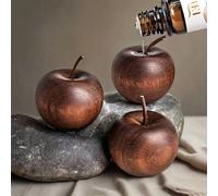 1/2 pièces Diffuseur d'arômes en bois naturel - Diffuseur d'huiles essentielles en forme de pomme avec un élégant grain de bois brun, non inflammable et sans opération, système de diffusion automatiqu