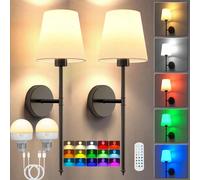 1/2 pièces Lampe murale de style industriel rétro, Applique murale pour armoire de salle de bain, 15 modes de couleur, Abat-jour en tissu blanc. Lampe murale industrielle rétro convenant pour la chamb