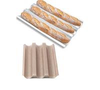 1/2 pièces moule à baguette antiadhésif pain français plaque de cuisson outil pâtisserie vague long bâton(Silver 3 loaf)