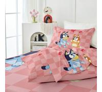1/2 pièces Taie d'oreiller légère et respirante Bluey, motif de dessin animé bleu et blanc Bluey, housse de coussin douce avec fermeture enveloppe, sans froissage, meilleure pour les cheveux, la peau 