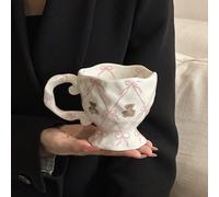 1/2 pièces Tasse en céramique créative à l'ours mignon peint à la main avec nœud papillon - Tasse à café personnalisée avec sous-glaçure colorée - Tasse à thé glacé - Cadeau de Noël idéal et cadeau po