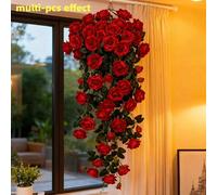 1/2 pièces Vigne de rose artificielle de 35 pouces avec 18 têtes, guirlande suspendue de fausses roses rouges, convient pour la décoration d'automne, cadeau de la fête des mères, cérémonie de remise d