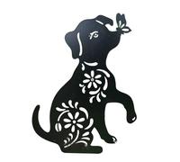 1/2 piquets en métal pour chien - Statue de jardin - Décoration extérieure - Noir - Silhouette de chien creuse - Sculpture extérieure