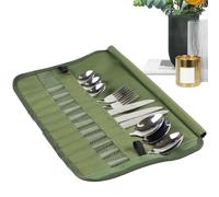 1/2 Sac de rangement pour couverts - Organiseur d'ustensiles de cuisine en polyester, sac de rangement pour vaisselle de camping | Pochette portable enroulable pour ensemble de couverts, sac à
