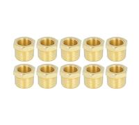 1/2 to 3/8 NPT Hex Bushing Reducer | Brass Pipe Fitting for Water/Oil/Gas | 10 Pcs SAE Standard Adapter, 1200psi Pressure Rating