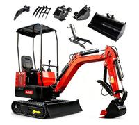 1.2 Ton Mini Excavator - 13.5HP Gasoline Micro Digger with Zero Tail Swing - Compact Track Hoe for Landscaping, Farm & Small DIY Construction(Red 12C-A)