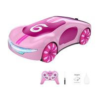 1/20 New-Energy-Concept Voiture télécommandée 2,4 G 10 km/h, simulation voiture de sport avec station de charge et double pulvérisation, cadeau pour adultes, adolescents (rose)
