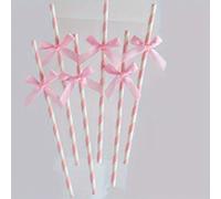 1-20 pièces/10 pièces/1 set Pailles décorées de nœuds pailletés, pailles en papier rayées mignonnes de dessin animé, décoration pour fête de révélation du , fête de baptême, baby shower, fournitures d