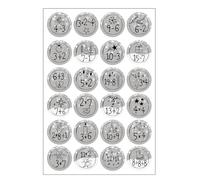 1-24 3.8CM Autocollants de Chiffres de Calendrier de l'Avent avec Problèmes Arithmétiques Étiquettes Stickers Rond Sapin Flocon Bonhomme de Neige Décoration DIY Cadeau pour Fête Avent de Noël