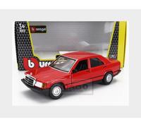 Bburago Mercedes 190E (1987) : Voiture Miniature à l'échelle 1:24, Portes Mobiles, Rouge (18-21103R)