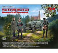 ICM Maquette Voiture Type G4 – Avec MG 34 et Personnel d'État‑major allemand – 1:24