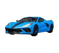 1:24 pour Corvette C8 2020 en alliage, modèle de voiture, décoration sportive, porte et capot de coffre peuvent être ouverts (bleu)