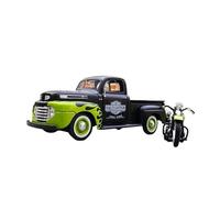 1:24 pour Ford F1 1948 Pickup + Moto DiecastsAlliageSimulation Modèle De Voiture Collection Adulte Garçons Jouets Non RC(Vert)