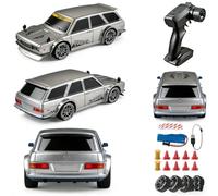 1/24 Scale Turbo RC Drift Car with 2.4G Remote Control & LED Lights,High Speed Remote Controlled Racing Car,Simulation Drift Machine,Ideal Sports Gift for Kids and Adults (Silver)