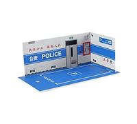 1/24 Voiture Garage Diorama Modèle Décoration pour Micro Paysage Diorama Paysage Bleu 1/24 Place de Parking Station de Police