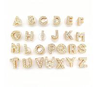 1/26 pièces Retour à l'école/Saison des mariages Faux cristal doré Strass Lettre Charms pour chaussures, Convient pour les sabots DIY, sandales, Cadeau d'anniversaire/fête parfait, Cadeau pour l'ami é