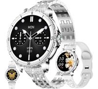 1.27 Inch Amoled Women's Smart Watch With Bluetooth 5.2 Call, Smartwatch Compatible With Samsung Huawei Xiaomi Android Ios Pedometer Gps Shared Watch 123 Sports Heart Rate Monitor (Silver)