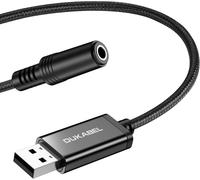 1.2M Jack to USB Adapter-External Sound Card for Headphones,Speaker or Microphone TRRS 4 Pole-Black