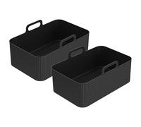 1/2PCS Réutilisable Friteuse À Air Plateau En Silicone Plat Double 2 Paniers Plaque De Cuisson Four Pot Plaque Doublure Double, Compatible For Ninja, Accessoires De Friteuse À Air(2PCS black)