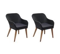 1/2x Bois d'Acacia Chaise de Salle à Manger Résine Tressée Noir/Marron vidaXL