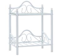 vidaXL Table de chevet 2 pcs Acier et verre trempé 45x30,5x60 cm Blanc