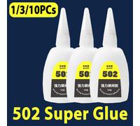 1/3/10 pièces 502 Super colle instantanée séchage rapide Cyanoacrylate adhésif cuir caoutchouc bois métal forte liaison liquide colle outil 15g 3Bottle