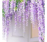 1/3/12 pièces Décoration suspendue en plastique artificiel de 43 pouces Wisteria, couronne de faux Wisteria, vigne de soie, décoration murale de jardin vert pour la maison, la chambre, le bureau, les 