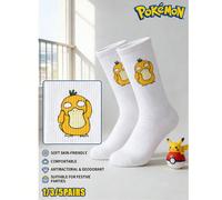 1/3/5 paires de chaussettes mi-mollet souples et respirantes avec imprimé mignon de dessins animés Pokémon. Talon et orteil renforcés pour une meilleure durabilité. Unisexe pour toutes les saisons 39-