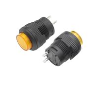 1/3/5 pièces Auto-verrouillage 16MM Verrouillage/Bouton-Poussoir Momentané Avec 5 Couleurs D'éclairage LED 4Pin R16-503/AD R16-503/BD(2Pin Yellow,Momentary,1PCS)