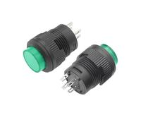 1/3/5 pièces Auto-verrouillage 16MM Verrouillage/Bouton-Poussoir Momentané Avec 5 Couleurs D'éclairage LED 4Pin R16-503/AD R16-503/BD(4Pin Green light,Momentary,1PCS)