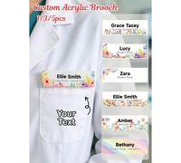 1/3/5 pièces Broche de nom personnalisée pour infirmière & médecin, épingle de badge de personnel médical personnalisée, épingle de nom en acrylique personnalisée, accessoires de blouse RN CNA médecin