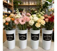 1/3/5 pièces Seaux en métal de zinc classiques, style minimaliste, polyvalents, seaux à câliner, convient pour les cadeaux de fête, les fleurs, le jardin, les fleurs séchées, les vases à fleurs fraîch