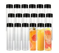 1/3/6/9 pièces Bouteilles de jus en plastique PET transparent avec bouchons noirs - Réutilisables, contenants de boissons grande capacité et étanches, bouteilles sensorielles en plastique, contenants 
