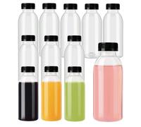1/3/6 pièces Bouteilles de jus en plastique réutilisables avec couvercles - Bouteilles de milkshake en plastique - Contenants de boissons vides en vrac avec bouchons, convenant aux boissons chaudes/fr