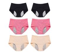 1/3/6 Pièces Culotte D'incontinence Urinaire, Anti-fuites Physiologique en Coton de Protection, Lavable avec Zone Absorbante Anti-Fuite pour Femmes Culotte Post Accouchement
