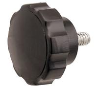 1 3/8 Dia., 1/4-20 thds., Stud 1/2 Lg., Bouton en plastique noir cannelé avec goujon en acier inoxydable (1 de chaque)