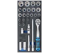 BGS technic Insert de servante d'atelier 1/3 : Jeu de clé à douilles 12,5 mm (1/2) 27 pièces BGS Quantité:1