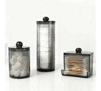 1/3 Pack Boîte de rangement pour cotons-tiges, récipient en plastique noir transparent pour médicaments, ensemble d'accessoires de salle de bain, organisateur de boîte de rangement, utilisé pour range