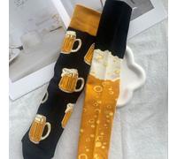 1/3 paires de chaussettes d'équipage asymétriques pour hommes, chaussettes mode à motif créatif de bière et de bulles de dessin animé, chaussettes d'équipage plus longues et plus hautes pour hommes, c