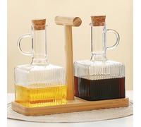 1/3 pièces Bouteille d'huile en verre de 350 ml avec couvercle et poignée, récipient transparent pour huile d'olive de cuisson, support à épices de cuisine B(350ml),A(350ml),3Pcs/set(A),3Pcs/set(B)Ver