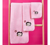 1/3 pièces Ensemble de serviettes roses, broderie exquise, lèvres rouges Betty, tissu absorbant, différentes tailles, convient pour le bain, la natation, les voyages 70*140,35*70,30*30,3pcs/setCartoon